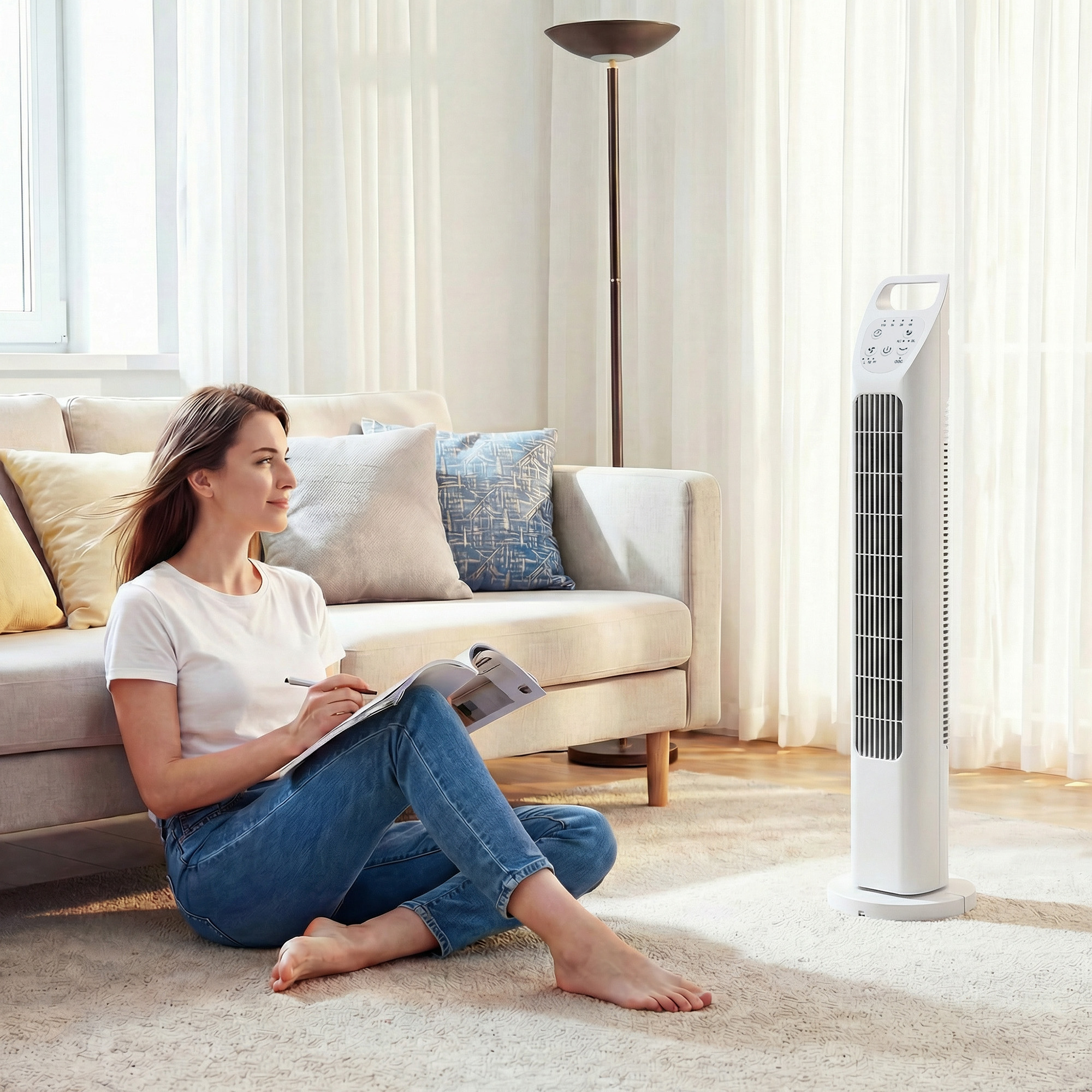Turmventilator Weiß Ø18 x 78,5H cm mit Fernbedienung