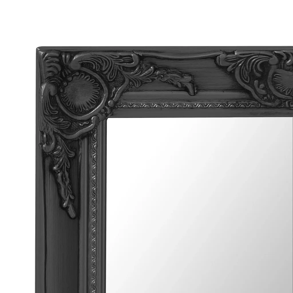 Barock Wandspiegel 50 x 80 cm Schwarz mit Massivholz Rahmen