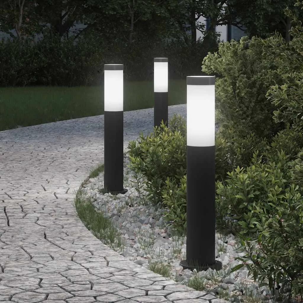 Schwarze Edelstahl Pollerleuchte 11x50 cm mit IP44 Schutzart