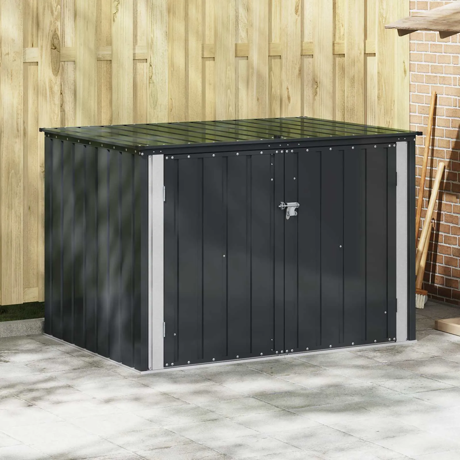 Abschließbare Gartenbox 151,5x107x100 cm Schwarz Stahl