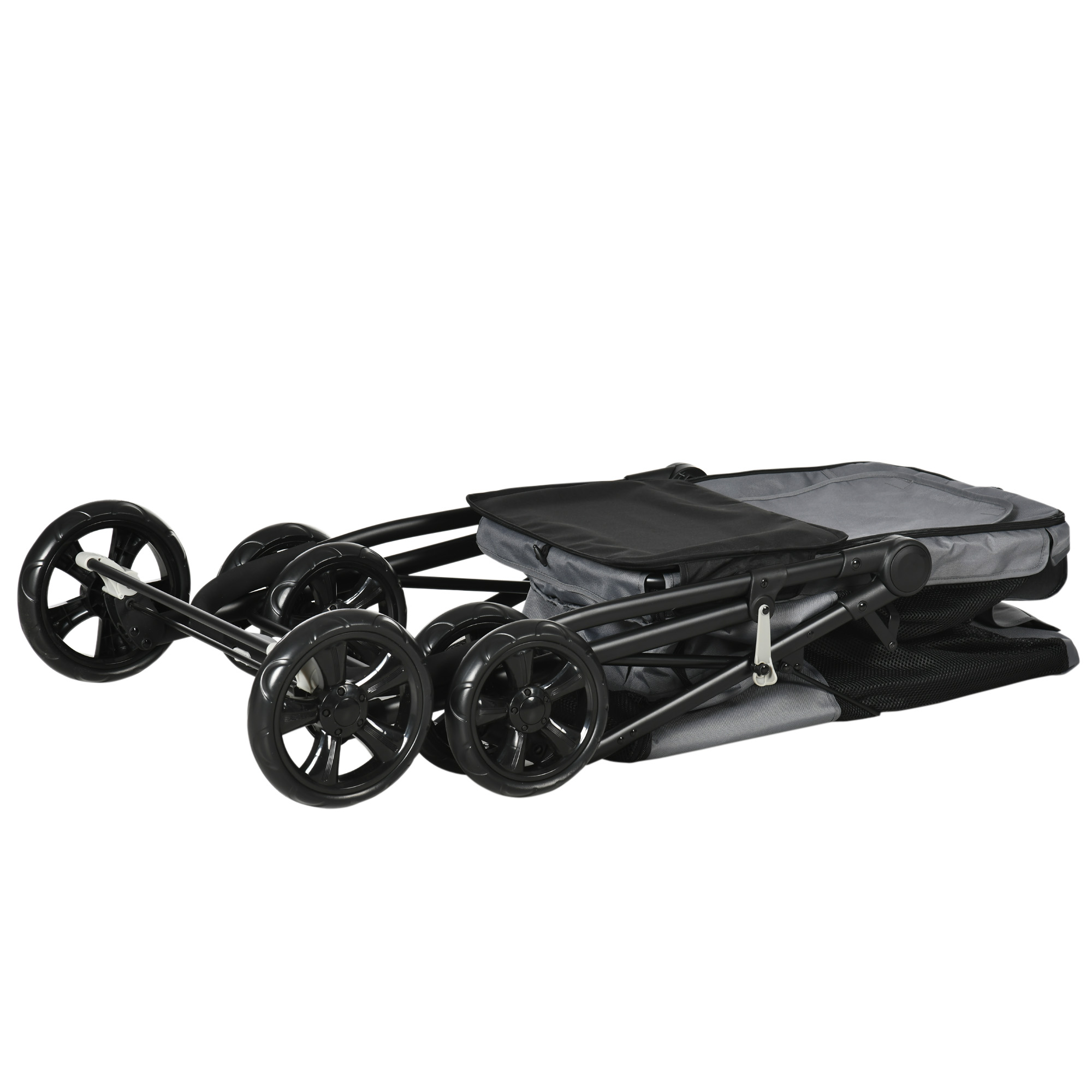 Hundewagen klappbar bis 20 kg mit 3 Taschen, Grau, 102x62x105 cm