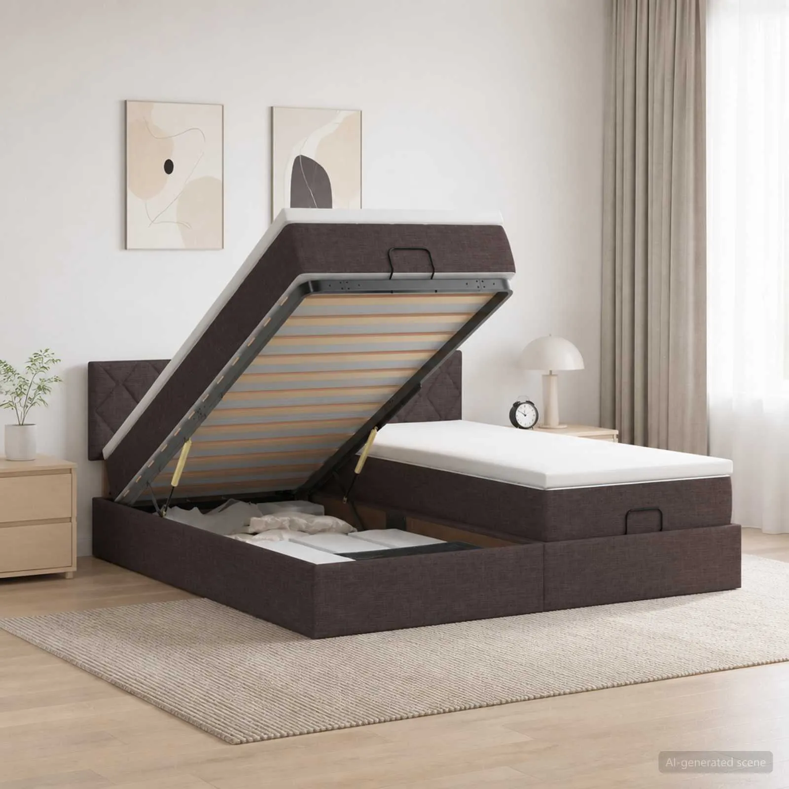 Ottoman-Bett mit Matratze 200x200 cm Dunkelbraun