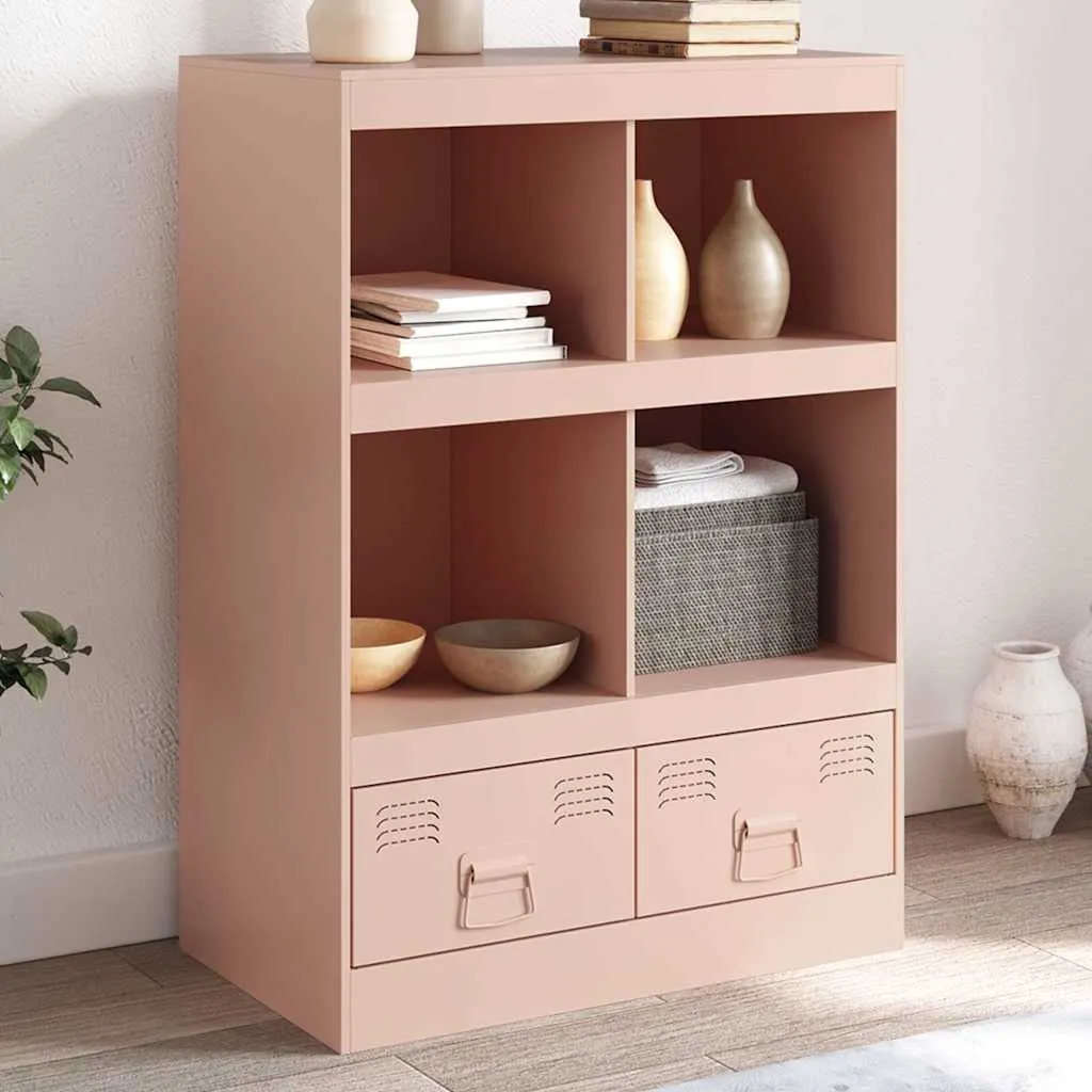Highboard Sideboard 67x39x95 cm Rosa aus Kaltgewalztem Stahl