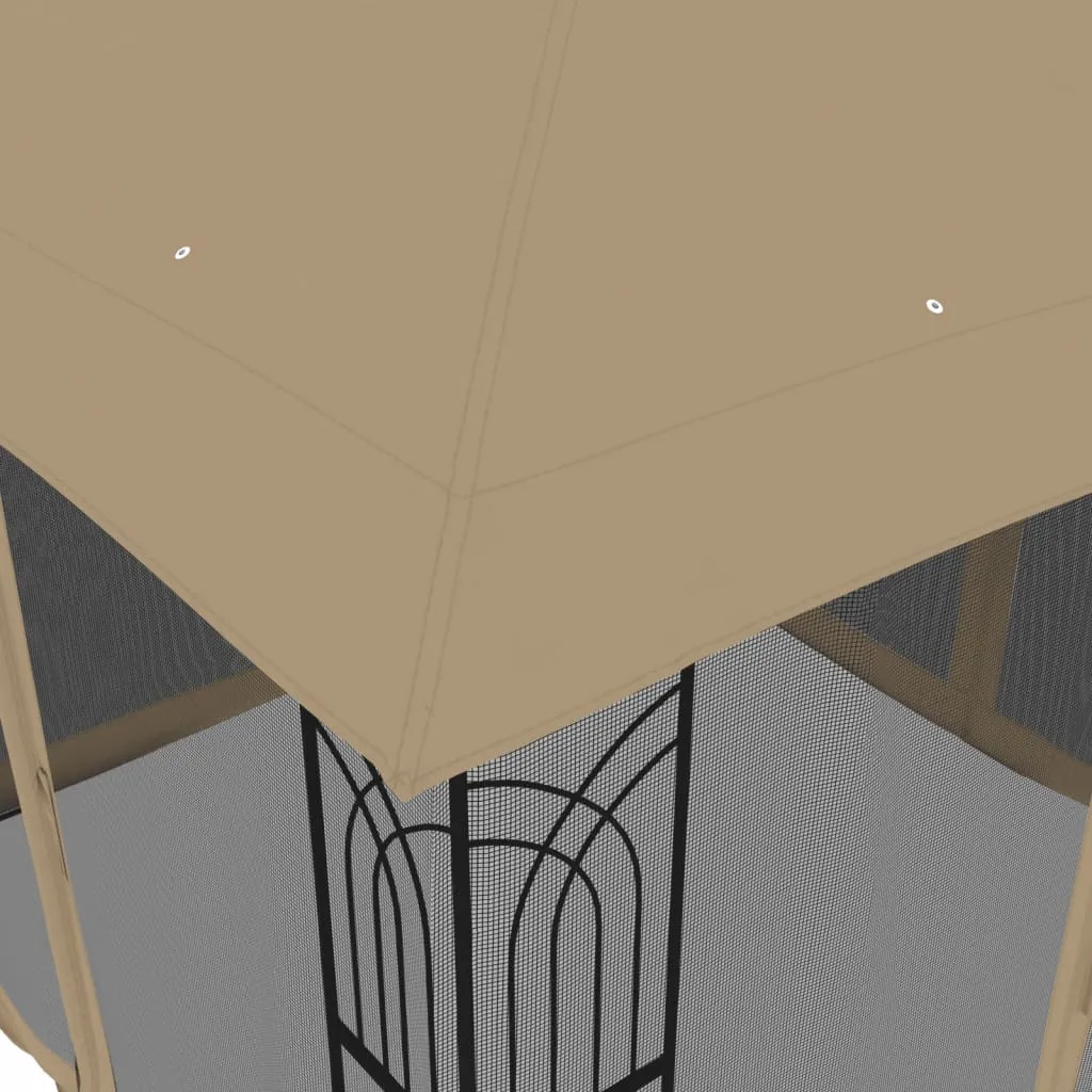 Pavillon 2,94x2,94x2,7 m Anthrazit mit Taupe Dach und schwarzen Netzwänden