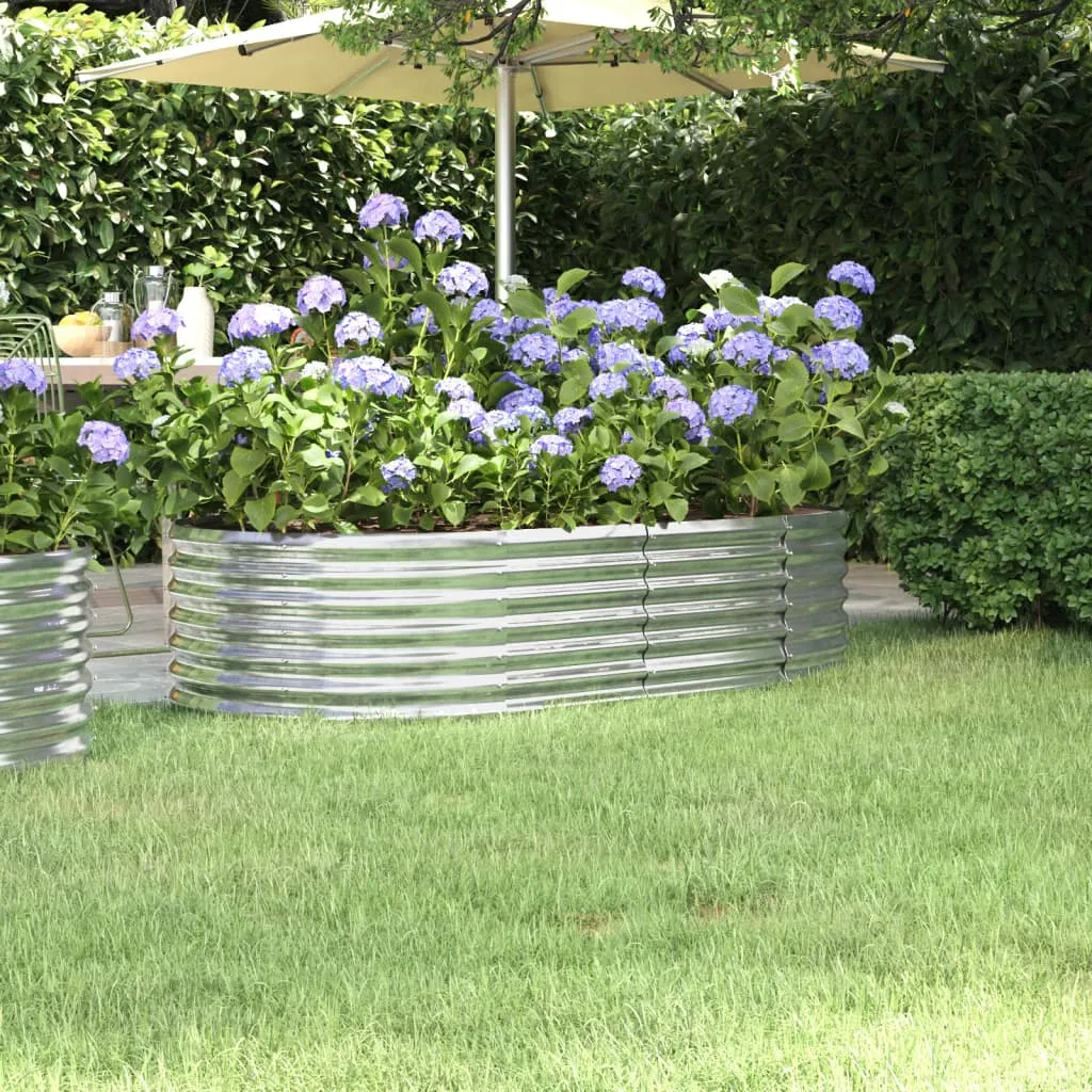 Ovales Hochbeet aus verzinktem Stahl 152 x 80 x 36 cm Silber