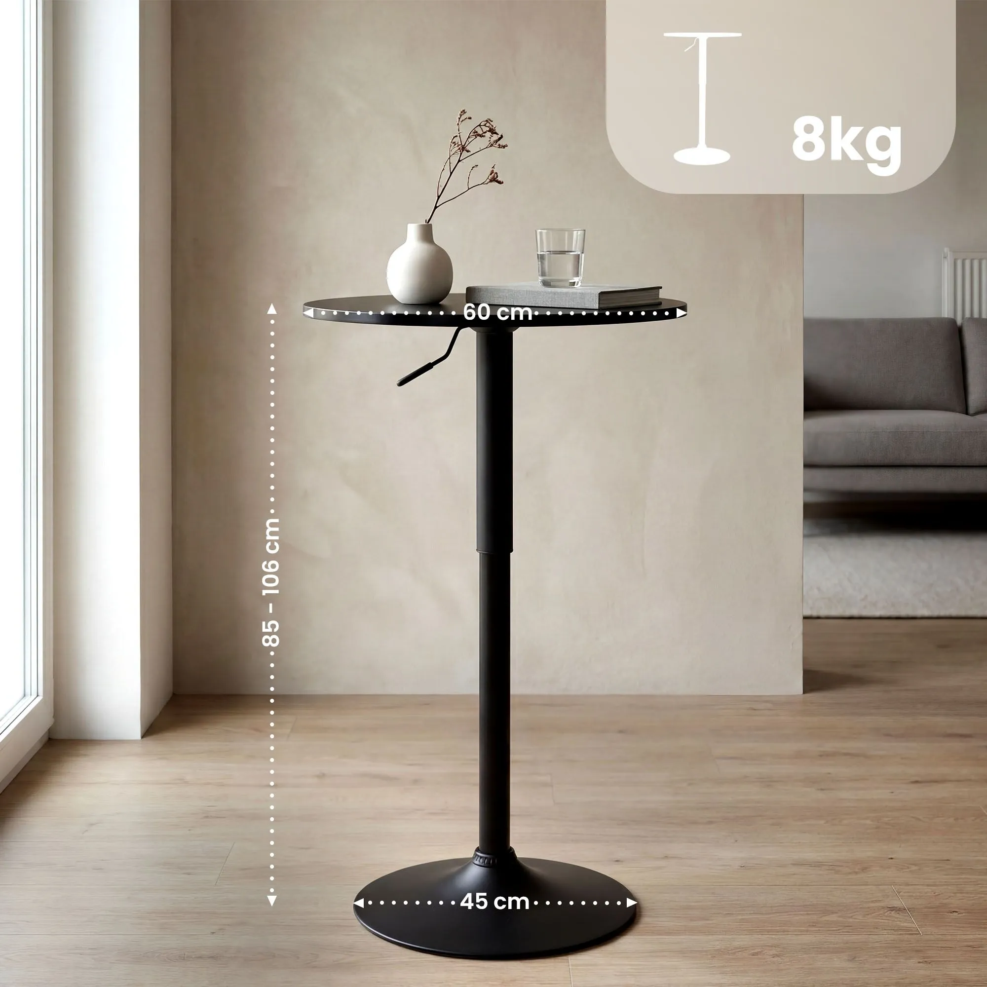 Stehtisch Lamoni 60x60x85 cm schwarz/schwarz Massivholz