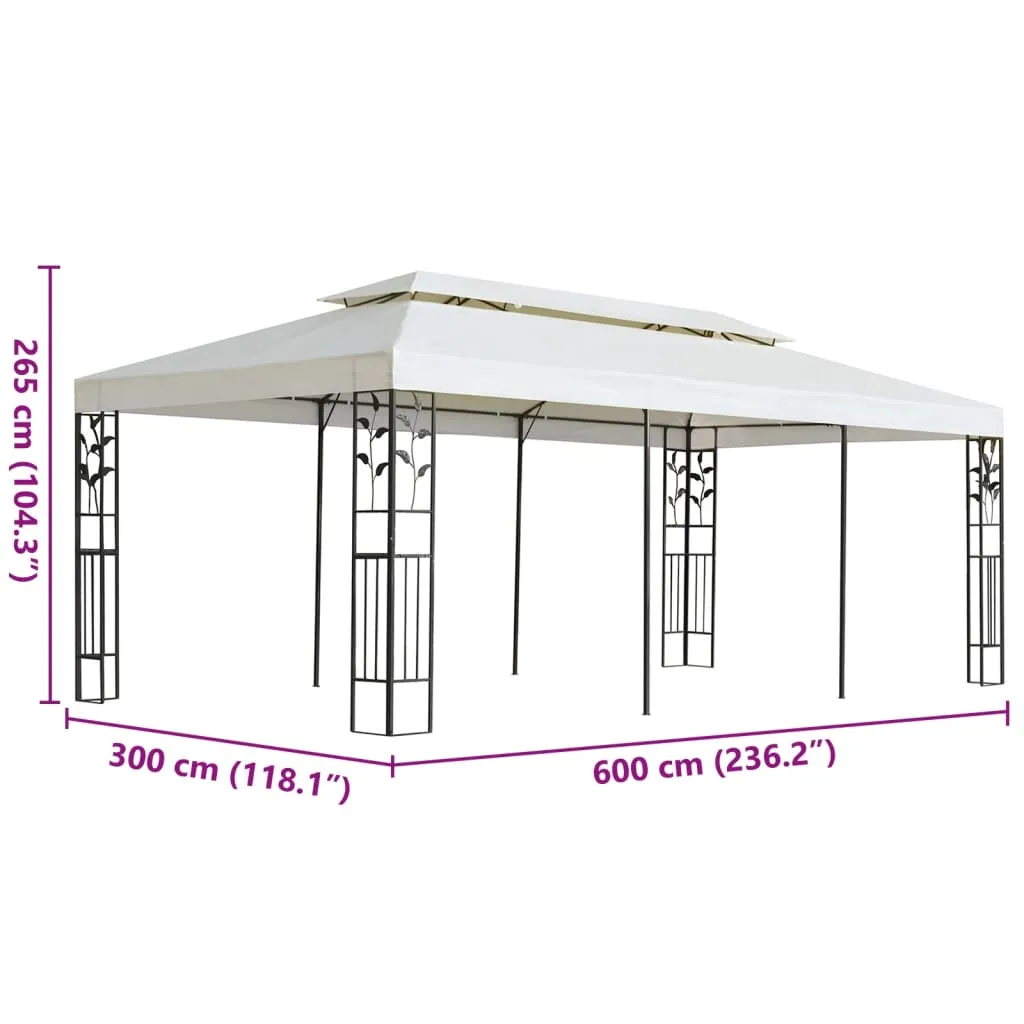 Eleganter Pavillon 6 x 3 m in Weiß mit robustem Stahlrahmen