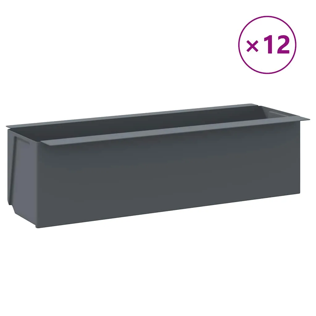 Pflanzkasten für Europaletten 12 Stk. Grau 36x13,5x9,5 cm PP