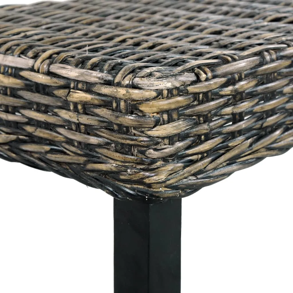 Rattan-Sitzbank 110x35x45 cm Schwarz mit Massivholz-Beinen