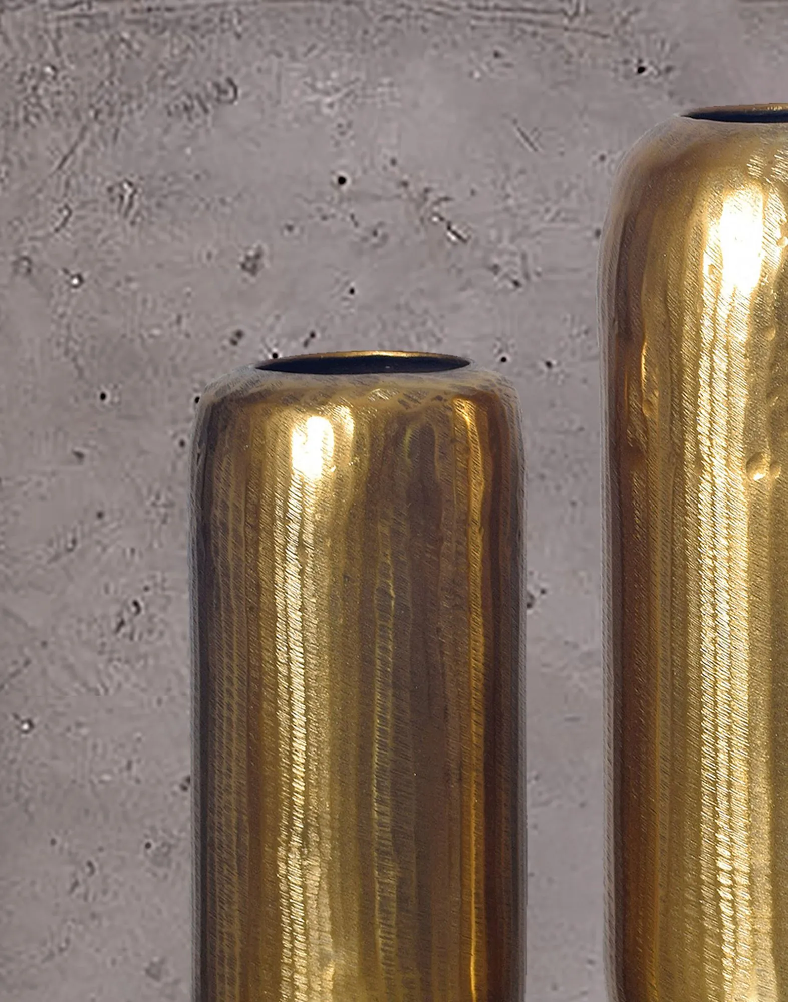 Deko Vase 2er Set Aluminium Gold Zylinder Blumenvase Modern