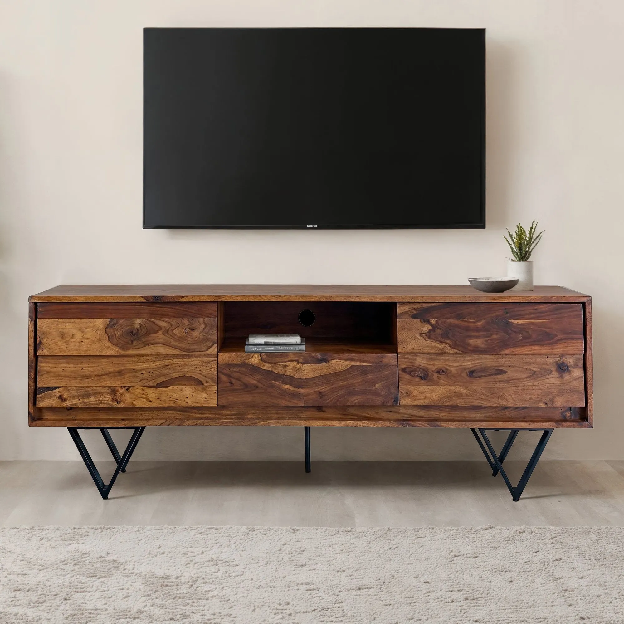 TV Lowboard Sheesham Massivholz 160 cm