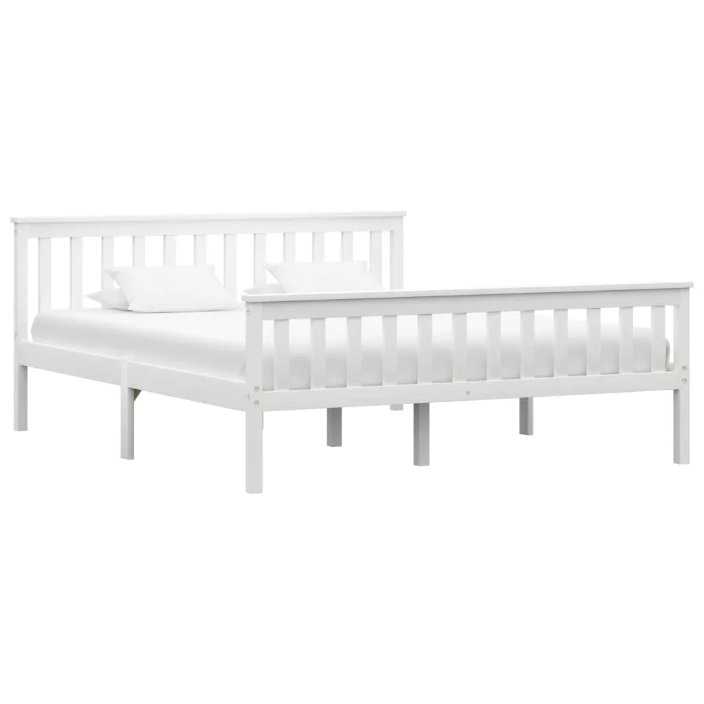 Massivholzbett Weiß 208x168x82 cm mit Lattenrost für 160x200 cm Matratze