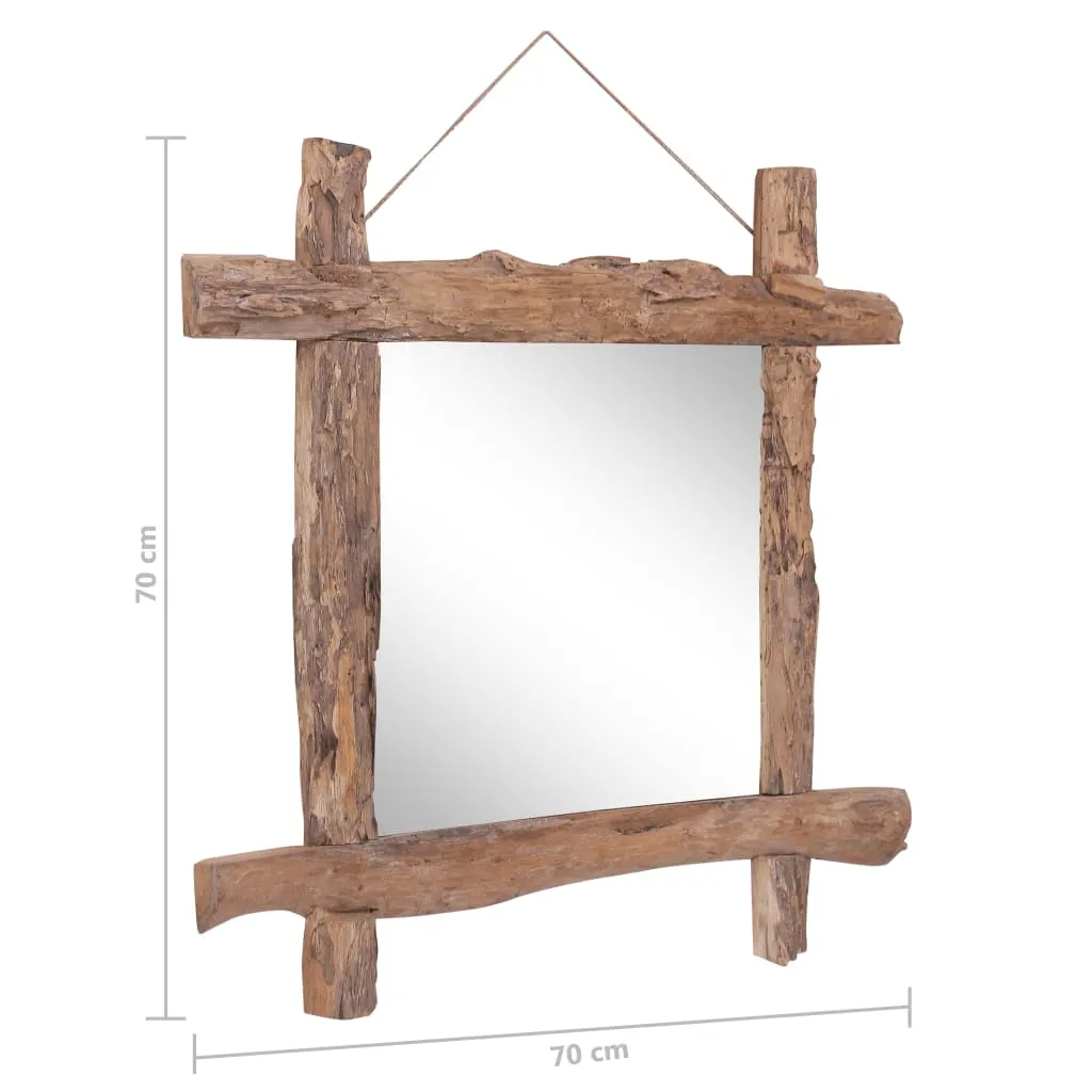 Holzspiegel Natur 70x70 cm Recyceltes Teakholz