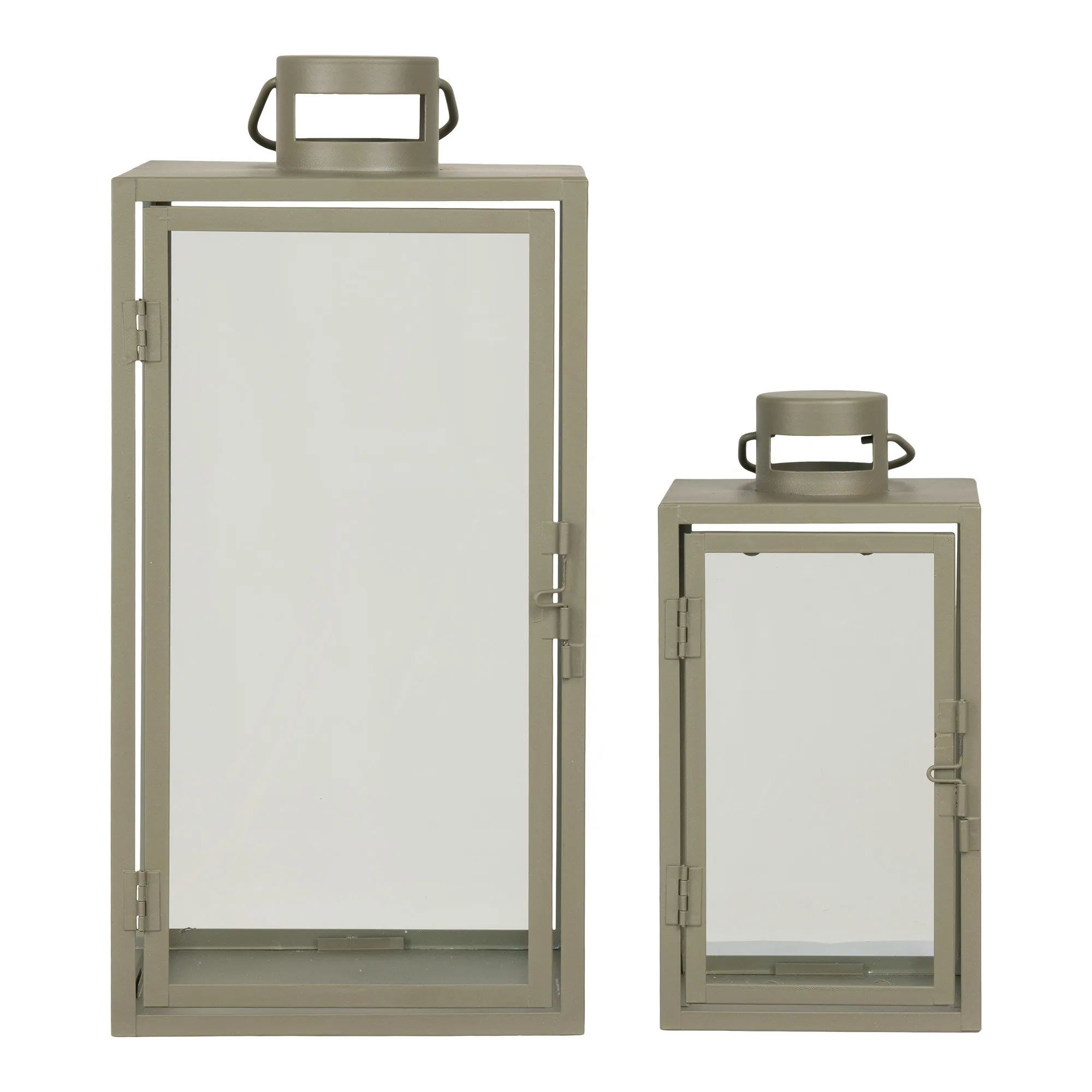 tinkaro Laternen Set aus Metall und Glas 13/19,5 x 13/19,5 x 25,5/40 cm Grün