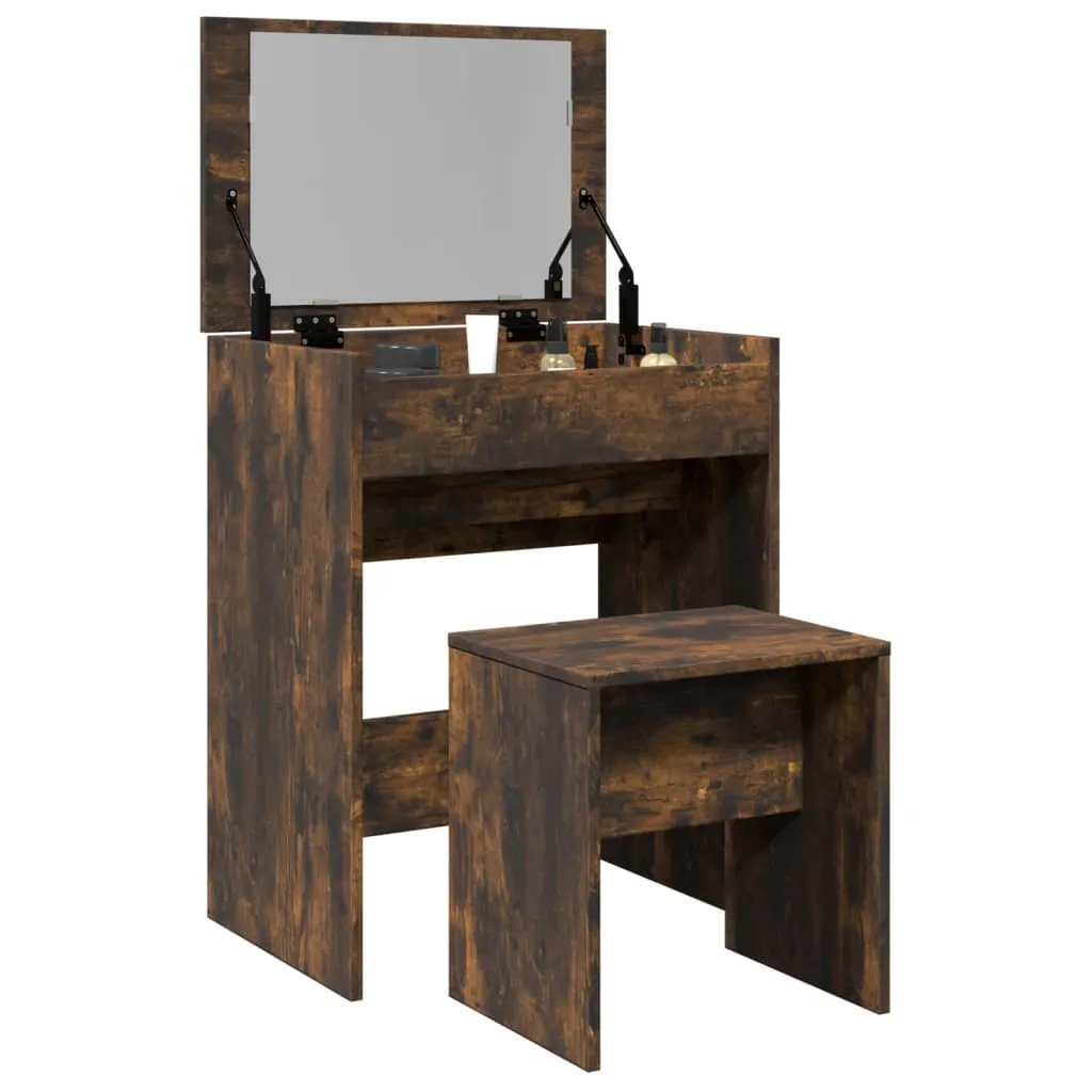 Schminktisch Räuchereiche 60 x 40 x 75 cm mit Spiegel und Fach