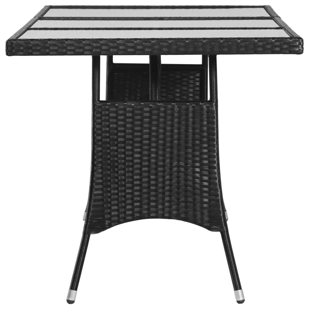 Gartentisch mit Glasplatte 170x80x74 cm Schwarz