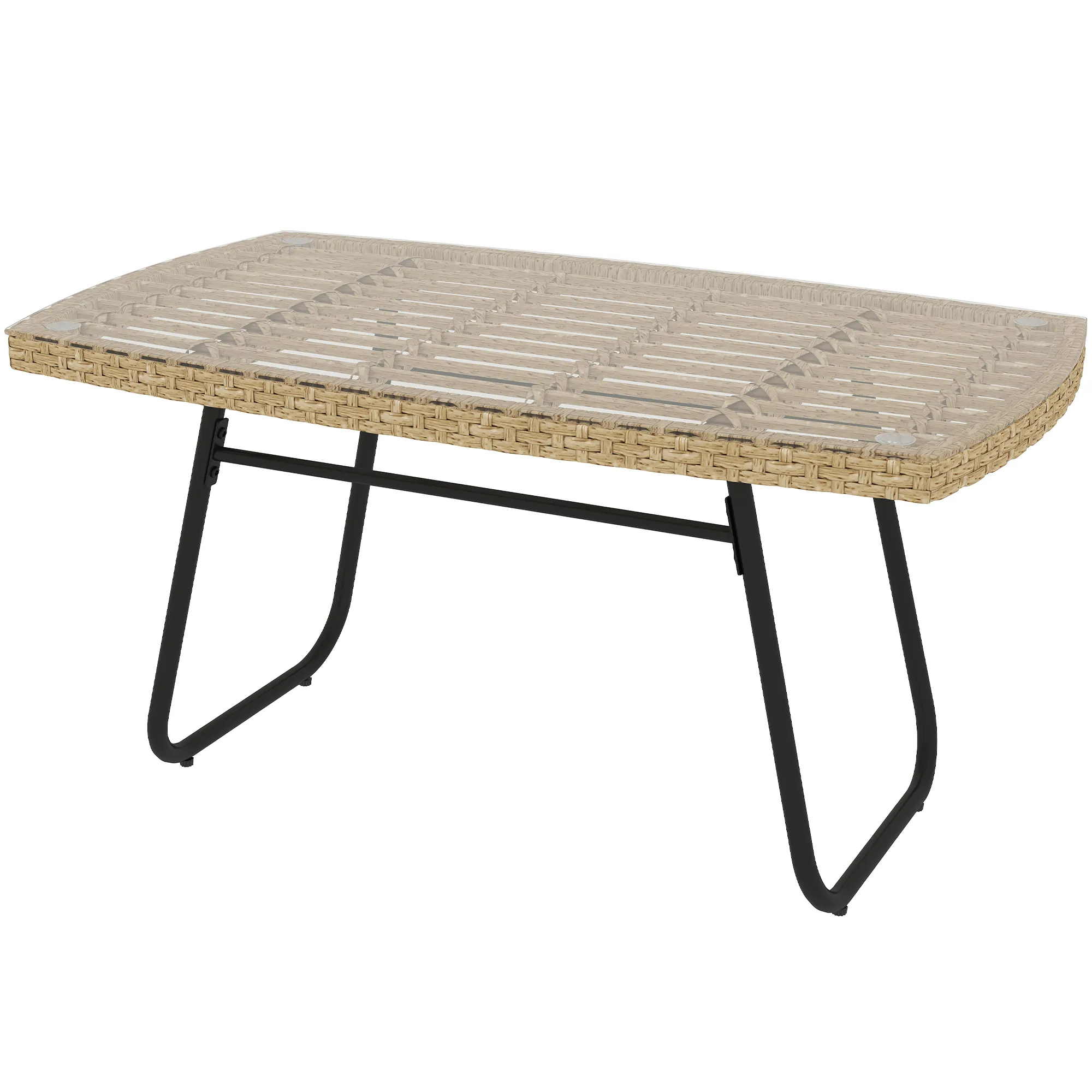 Eleganter Rattan-Gartentisch 90L x 50B x 45H cm Naturholz