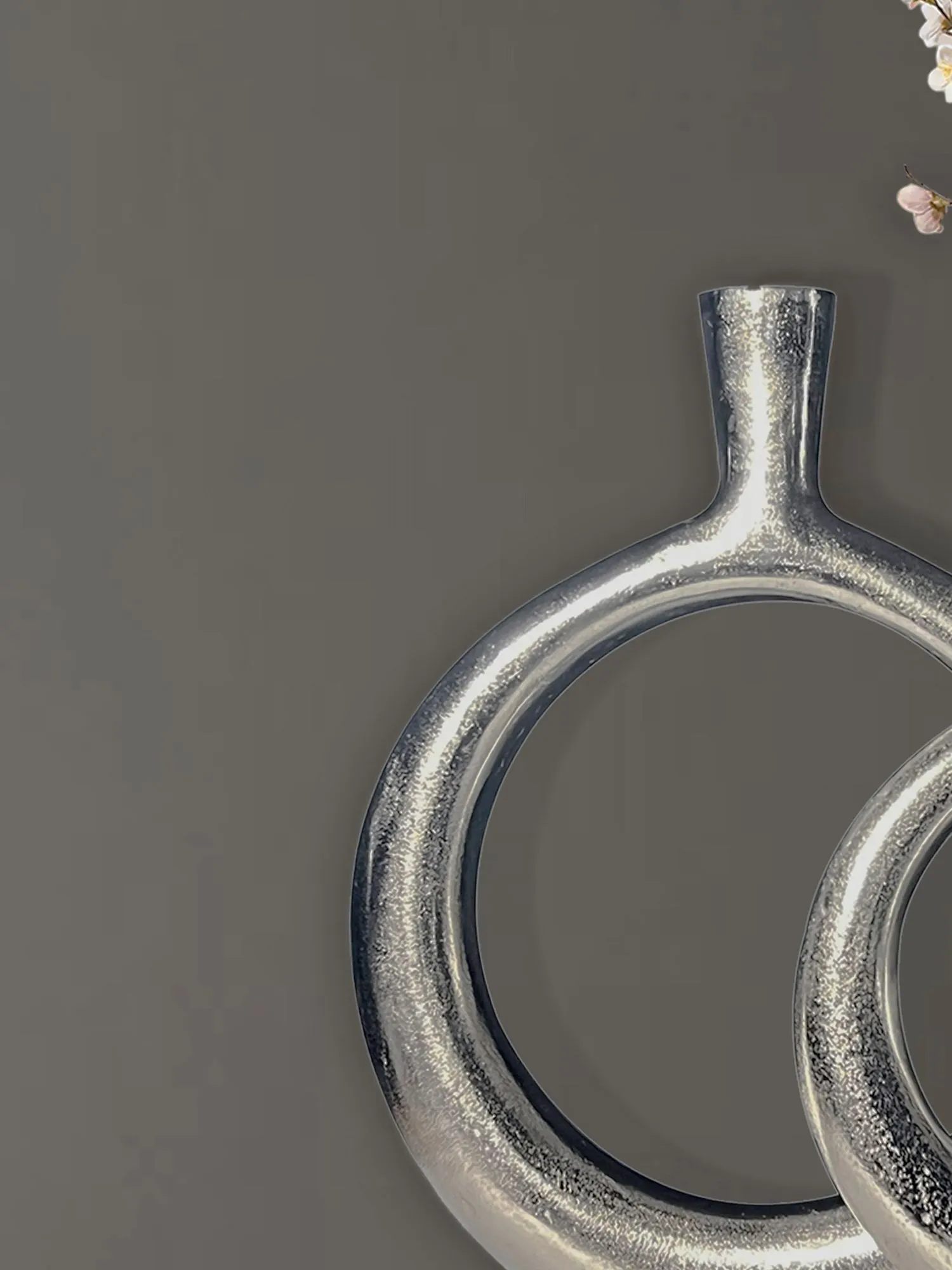 Deko Vase 2er Set Aluminium Silber Donut Blumenvase Modern