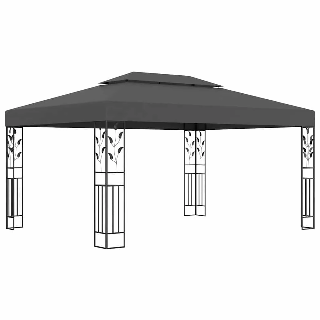 Pavillon 3x4 m Anthrazit mit pulverbeschichtetem Stahl und Doppeldach