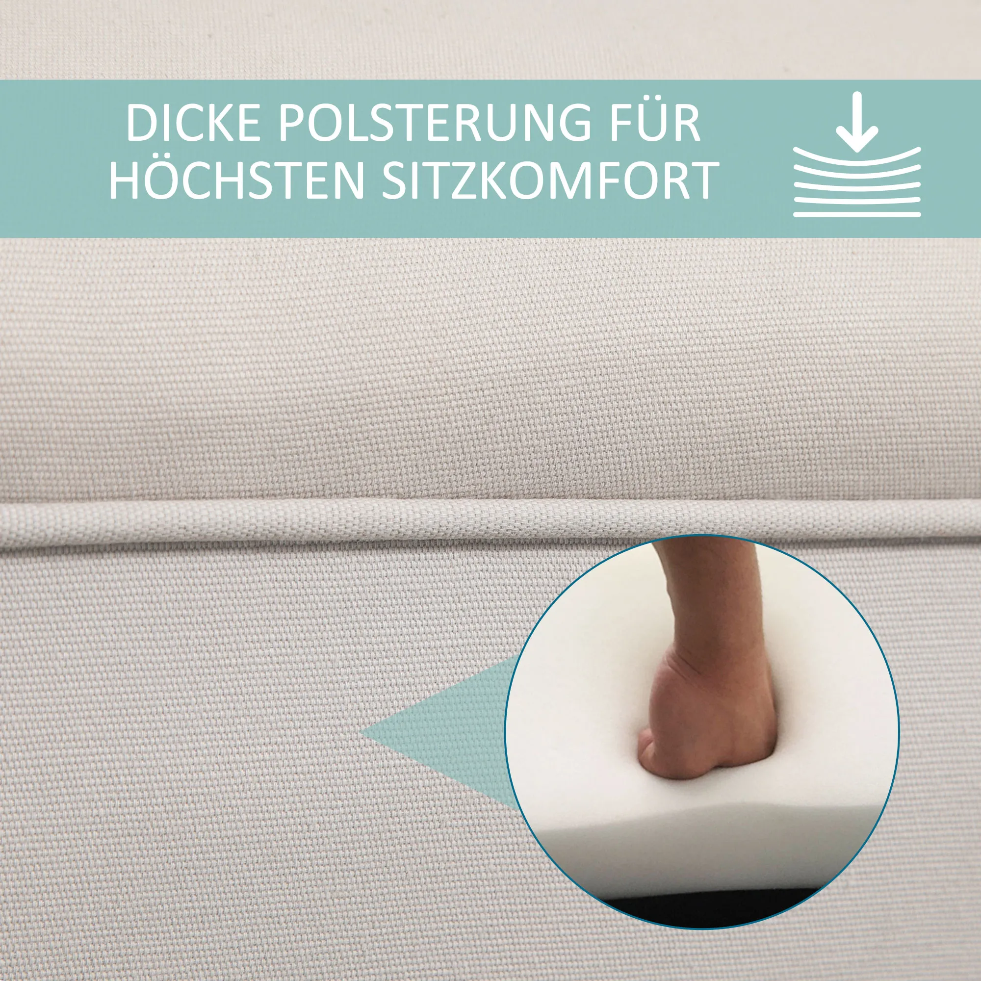 Sitzbank Grau 102L x 36B x 51H cm mit weicher Polsterung