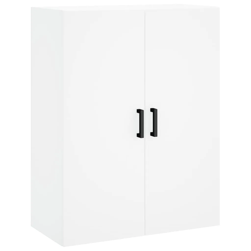 Weißes Highboard aus Holzwerkstoff mit Metallfüßen 69,5 x 34 x 180 cm