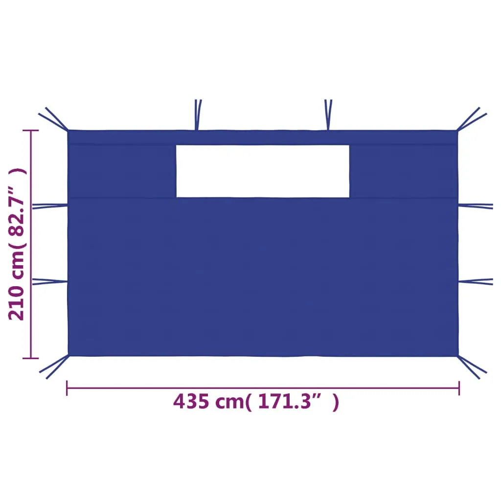Pavillon-Seitenwand-Set Blau 435x210 cm & 290x210 cm