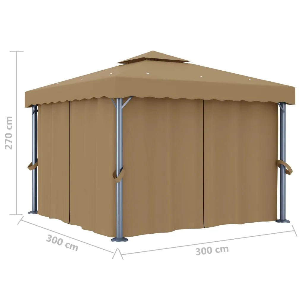 Pavillon 3x3 m Taupe mit Aluminium- und Stahlrahmen