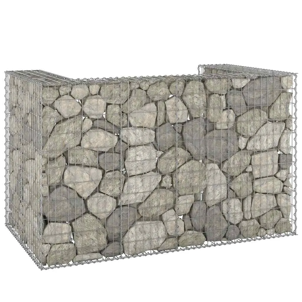 Gabionen-Mülltonnenverkleidung 180x100x110 cm silbern aus verzinktem Stahl