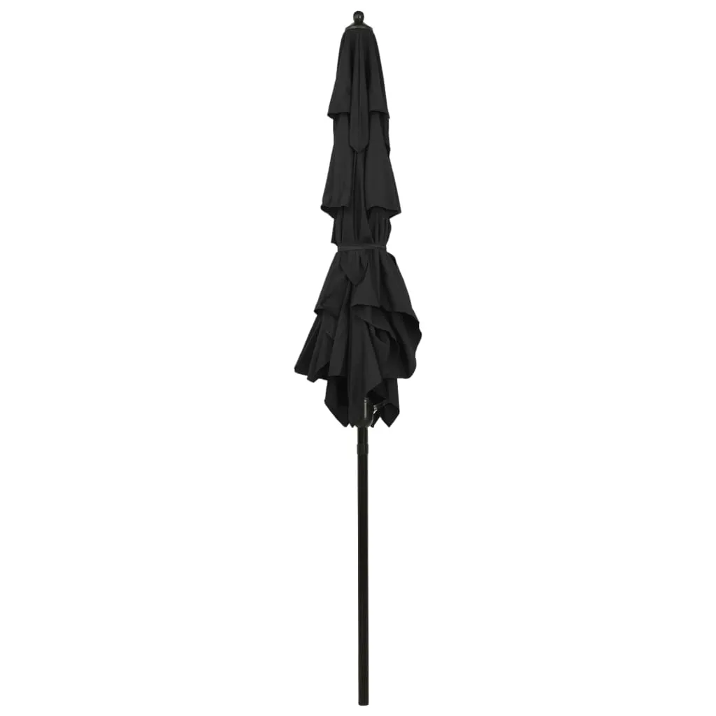 3-lagiger Sonnenschirm 200x200x240 cm Schwarz mit Aluminium-Mast