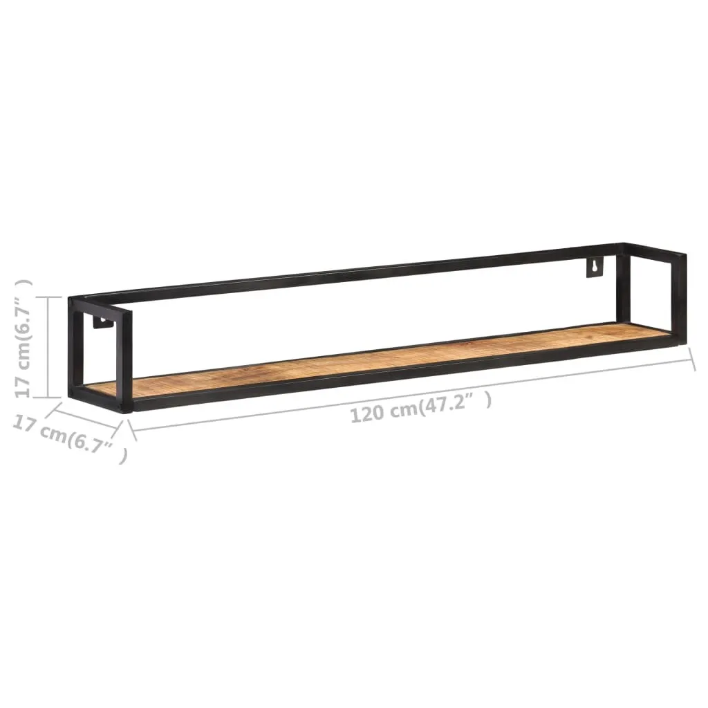 tinkaro Wandregale 2 Stk. MIQUEL Raues Mangoholz Schweberegale Braun/Schwarz