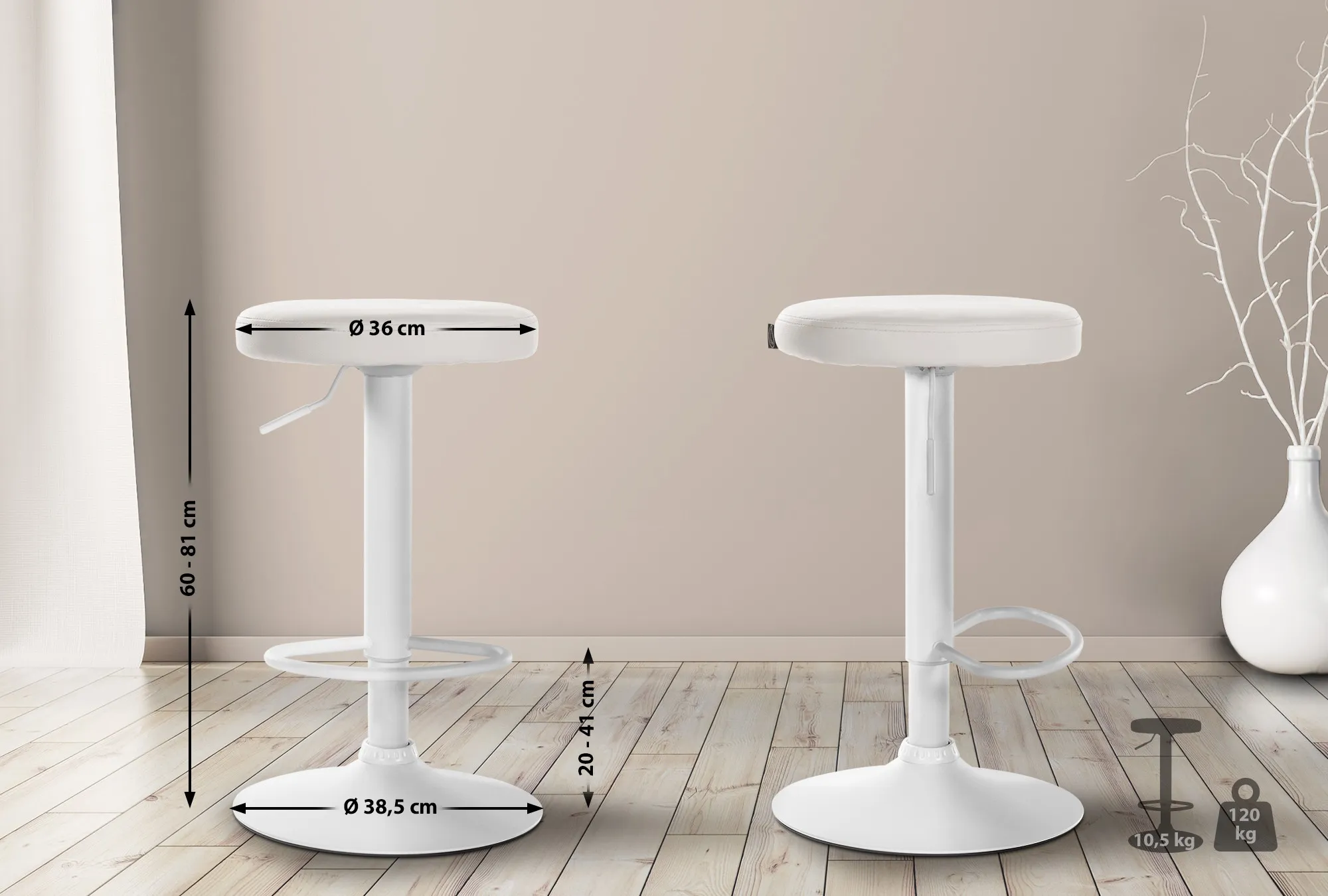Barhocker Ponte 60-81 cm weiß