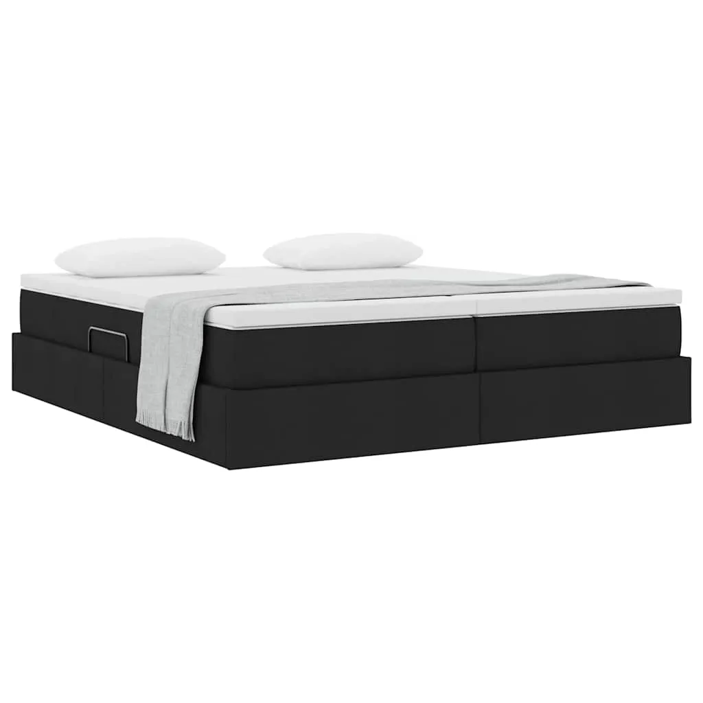 Aufbewahrungsbett mit Matratze 200 x 200 cm Schwarz