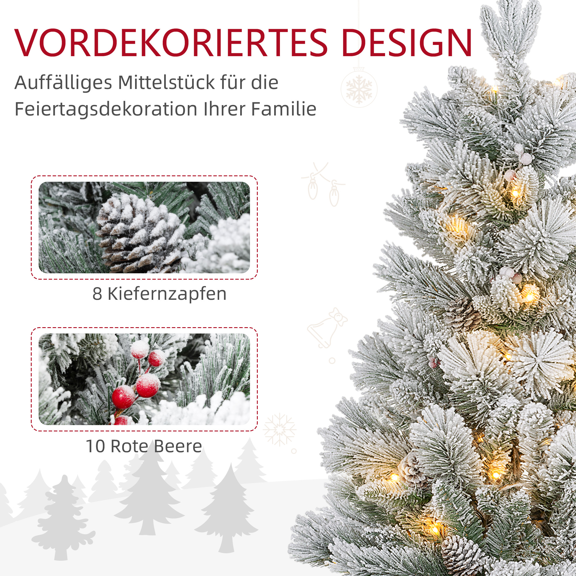 Weihnachtsbaum-Set 2er-Set 107 cm mit LED-Beleuchtung Grün/Weiß