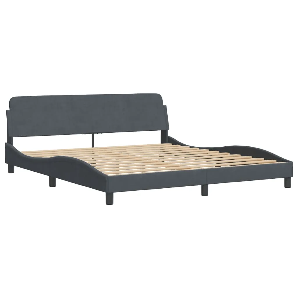 Bettgestell mit Schaumstoffmatratze 218x185x74,5 cm Dunkelgrau Samt