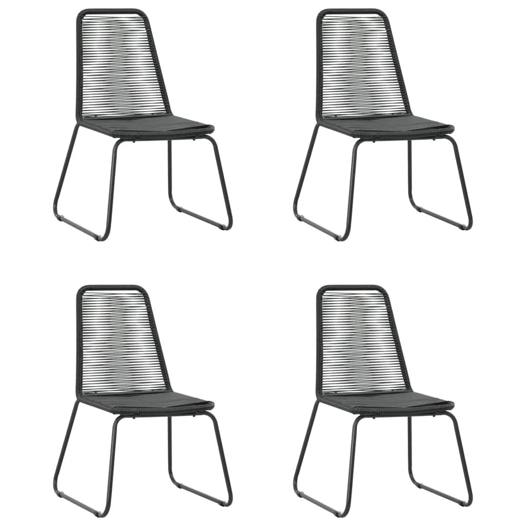 Garten-Essgruppe Tisch 150x90x74 cm Schwarz/Braun, Stühle 54x59x91 cm Schwarz