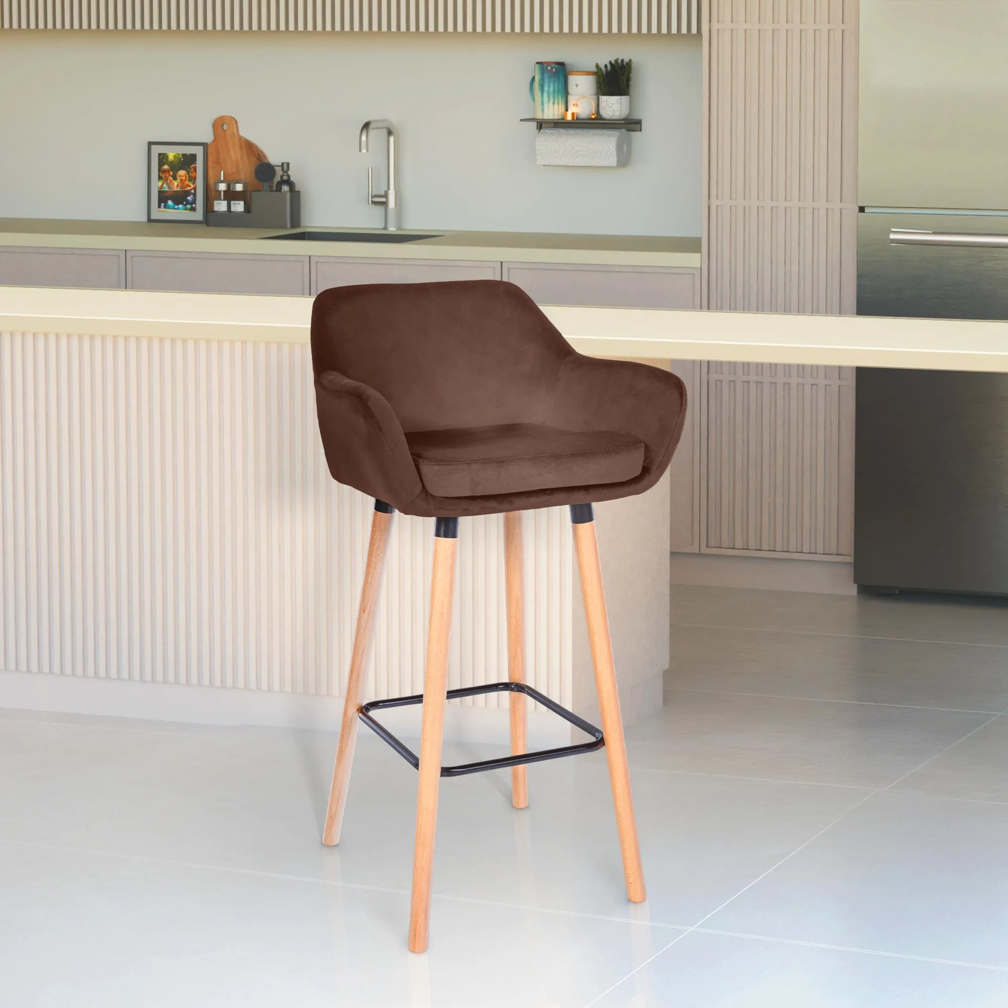 Barhocker Grant Samt 99x55x46 cm coffee