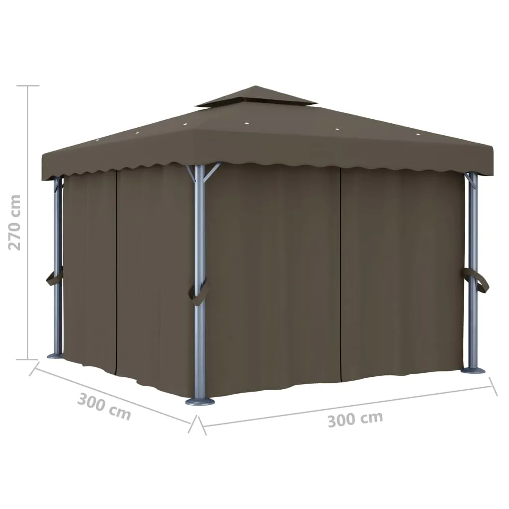 Pavillon 3x3 m Taupe mit Aluminiumgestell und Doppeldach