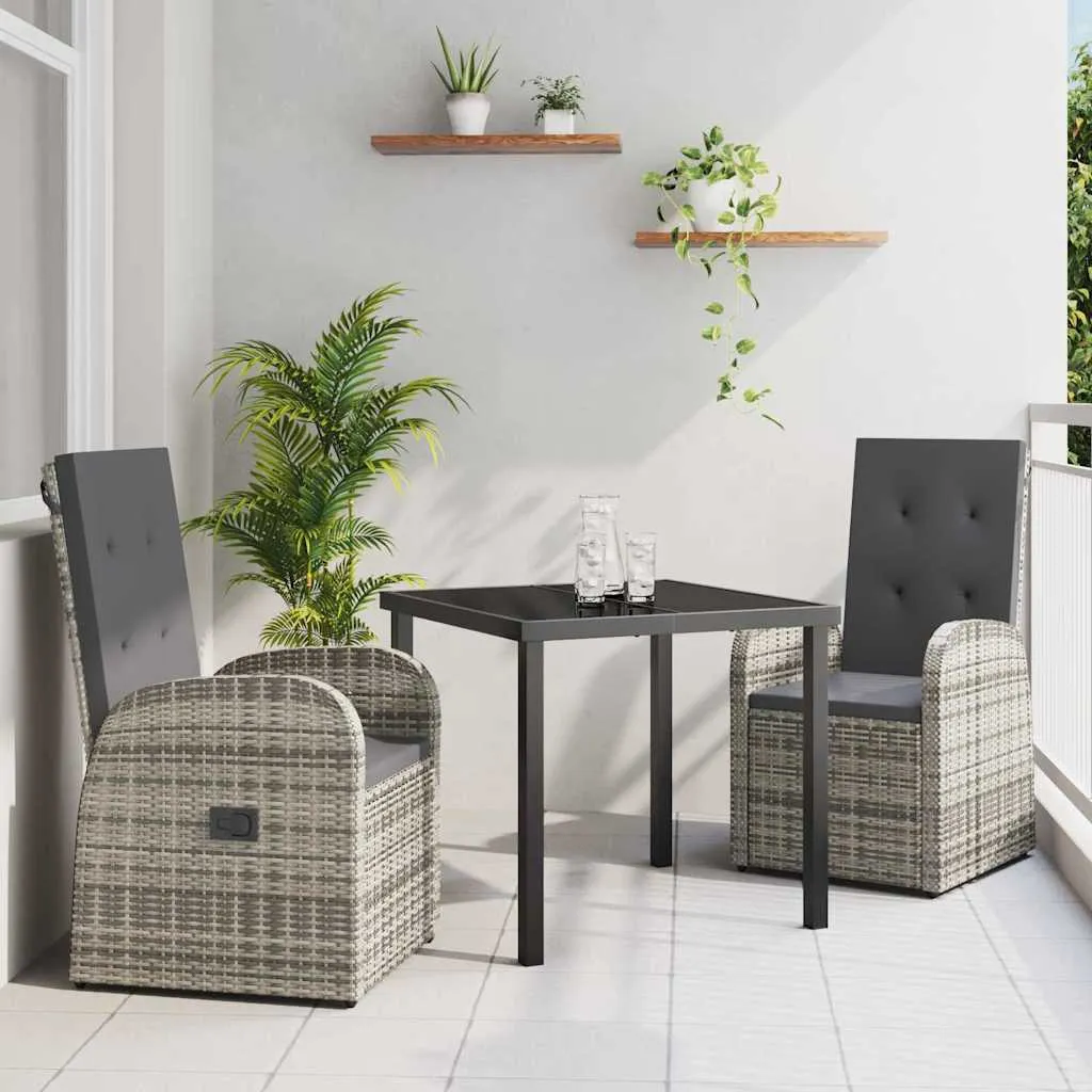 Gartentisch-Set Grau 200x80x73 cm mit 6 Stühlen 57x69x106 cm