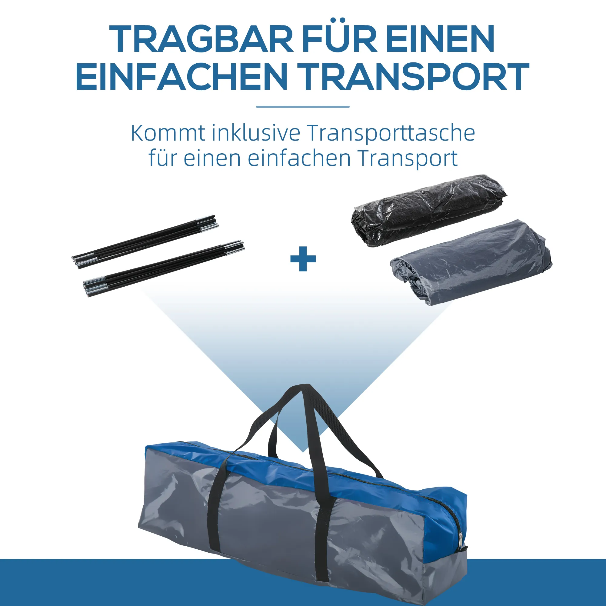 Campingzelt 4 Personen 250x300x130 cm Blau-Grau