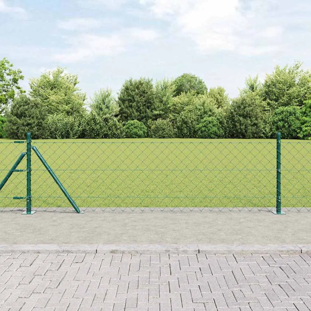 Zaunpfosten Set Grün 2500 x 3,2 x 60 cm aus Stahl