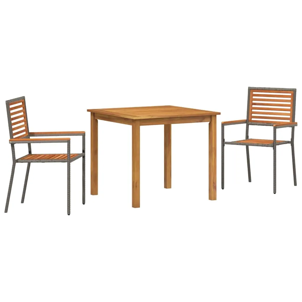 Modernes Garten-Dining-Set Echtholz 85x85x74 cm Grau