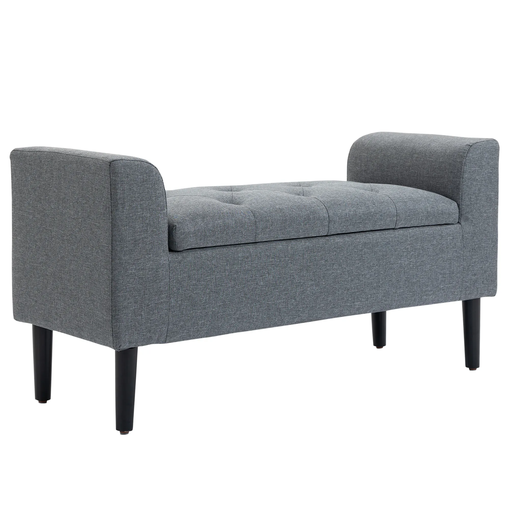 Bettbank mit Stauraum 116x44x58 cm in Hellgrau
