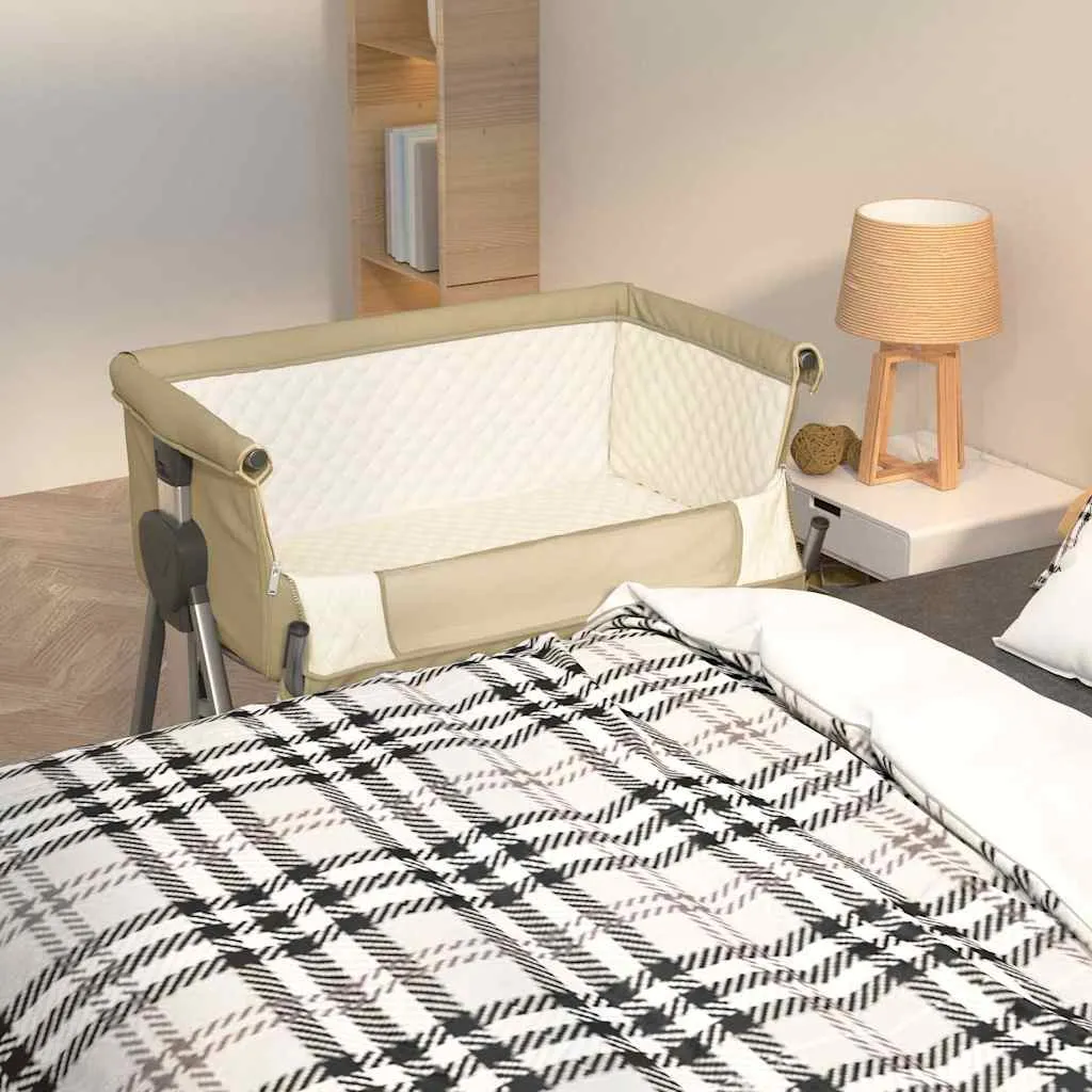 Babybett Taupe 93x56x(70-82) cm mit Matratze und Stauraum