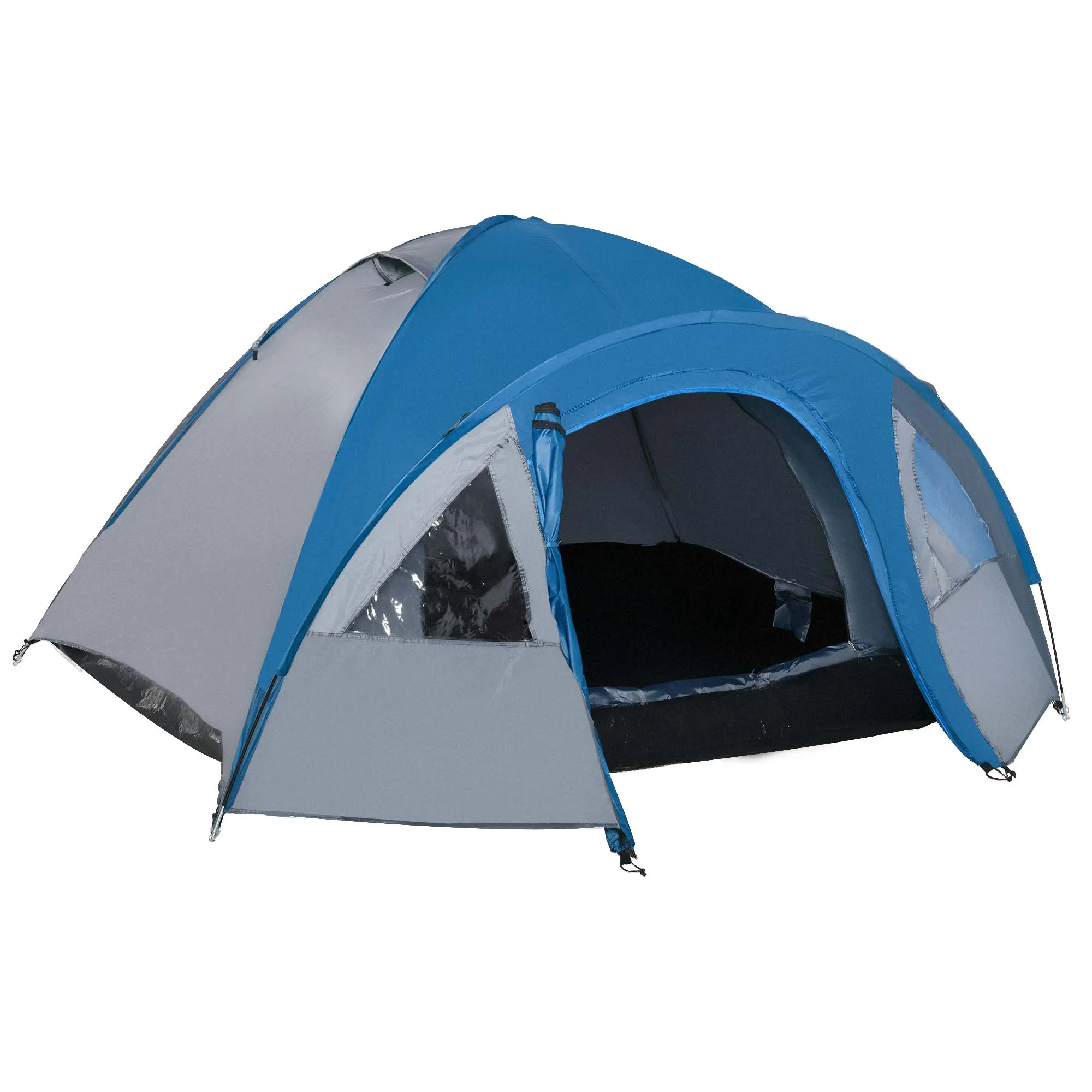 Campingzelt 4 Personen 250x300x130 cm Blau-Grau