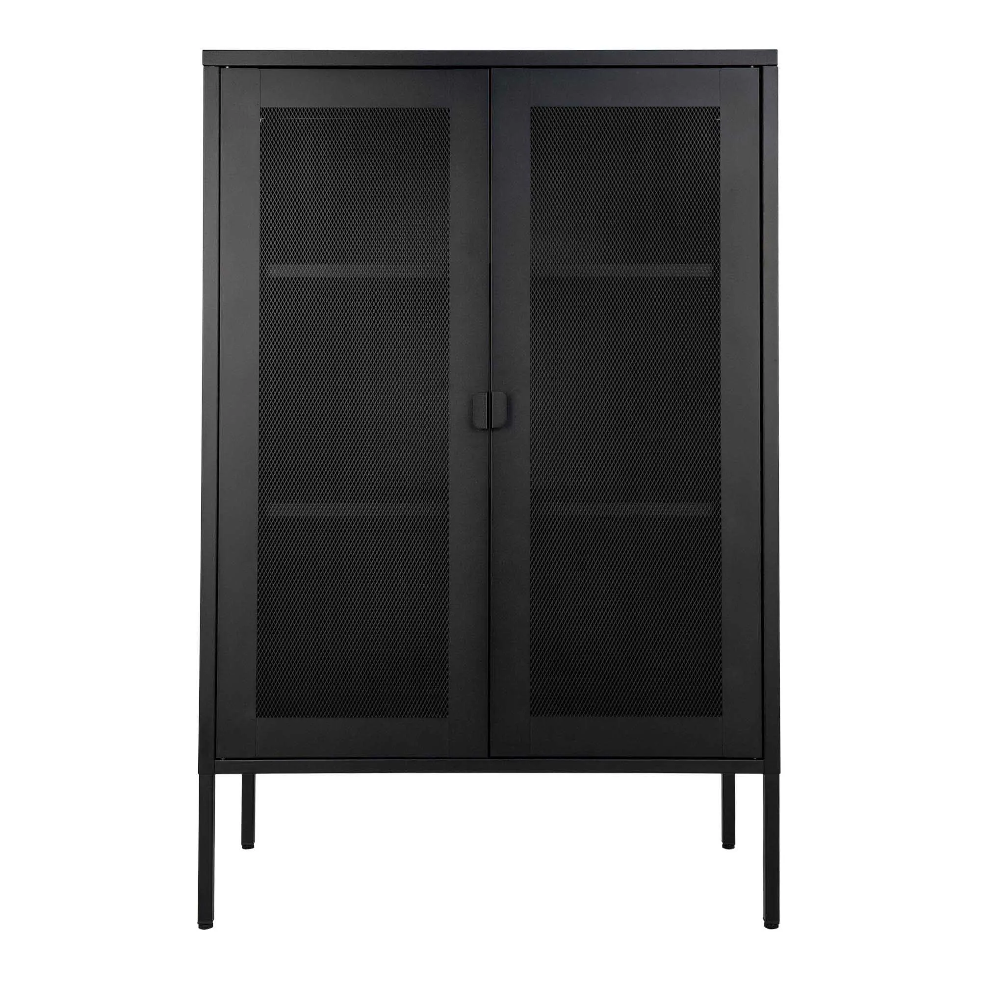tinkaro Schrank Melbourne 2 Gittertüren 80x40x120 cm Schwarz