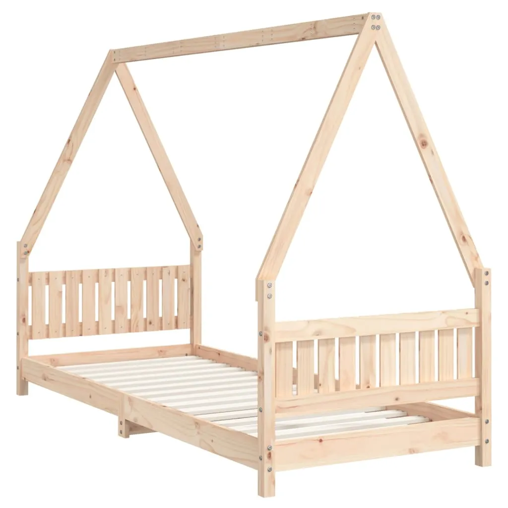 Kinderbett Hausform aus massivem Kiefernholz 205,5x85,5x146 cm natur