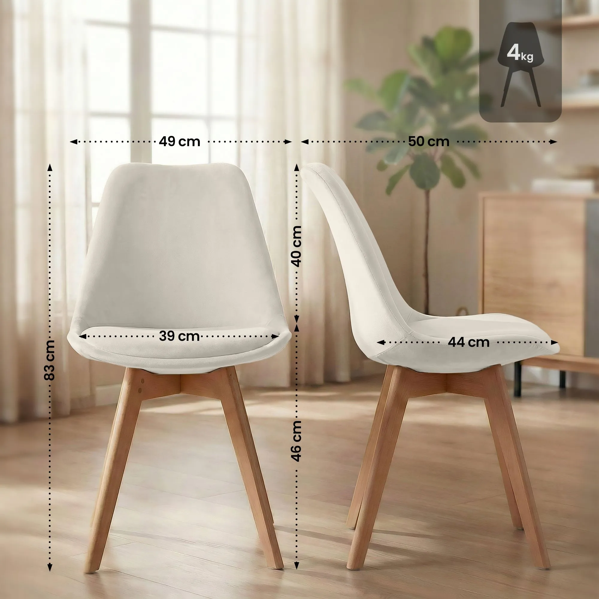 Esszimmerstuhl Linares 83x49x50 cm Beige Kunstleder
