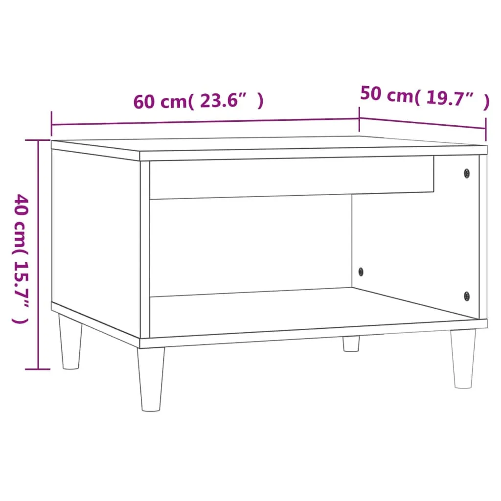Moderner Couchtisch 60 x 50 x 40 cm Braun Eichen-Optik aus Holzwerkstoff und Massivholz