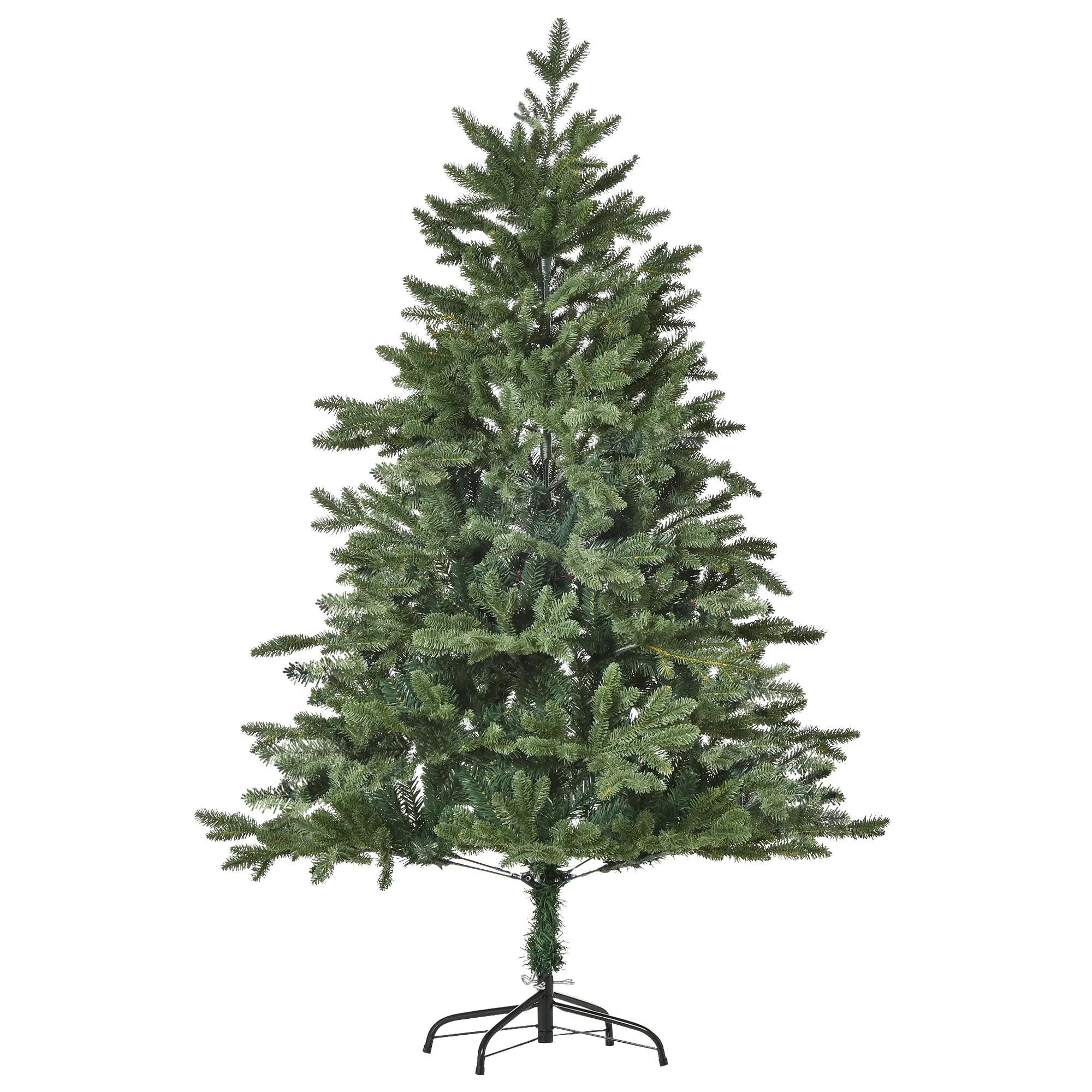 Künstlicher Weihnachtsbaum 150 cm Tannenbaum künstlich mit 444 Spitzen, 3 verschiedenen Blätterformen flammhemmend Christbaum mit Metallständer für drinnen