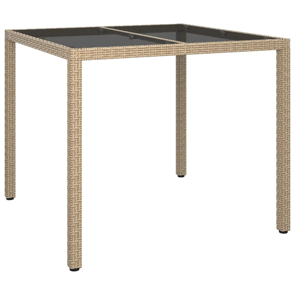 Gartentisch Poly Rattan 90x90x75 cm Beige und Schwarz